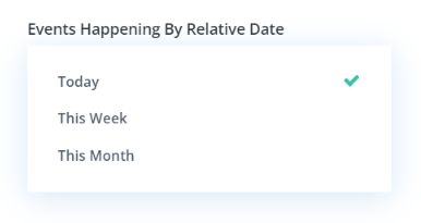 events happening by relative date setting In the Events Feed module Divi Events Calendar Plugin by Pee Aye Creative