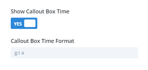 show time in the callout box settings in the Events Feed module Divi Events Calendar Plugin by Pee Aye Creative