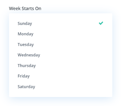 week starts on day setting In the Divi Events Calendar Plugin by Pee Aye Creative