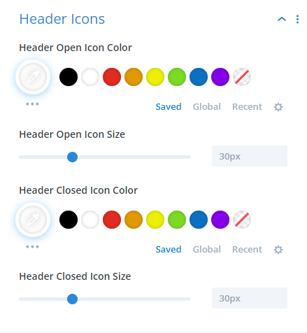 header icons settings in the Divi Table of Contents Maker module plugin by Pee-Aye Creative header icons settings in the Divi Table of Contents Maker module plugin by Pee Aye Creative