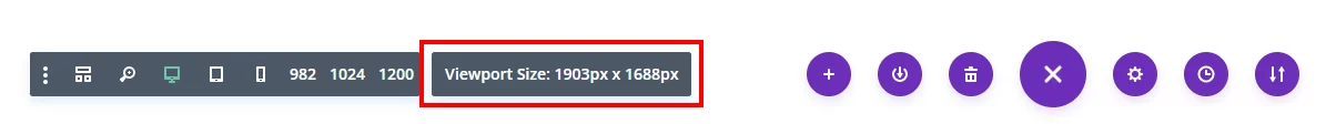 show viewport size in Divi Visual Builder in the Divi Responsive Helper 2.3
