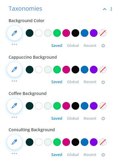 taxonomy background color per term in the Divi Taxonomy Helper plugin