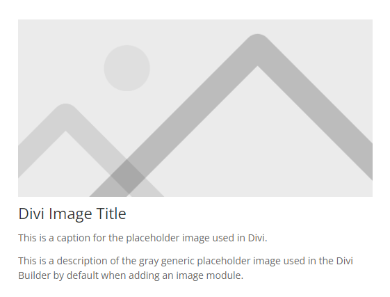example of the title caption and description text in the Divi Image Helper plugin
