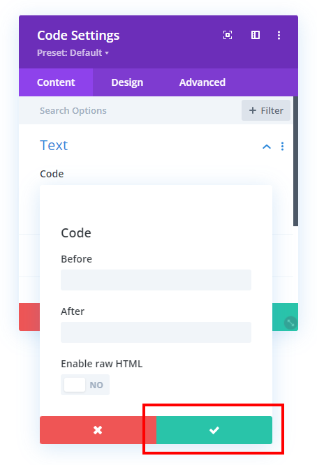 saving the custom field selection in the Divi Code module with the Divi Dynamic Helper plugin