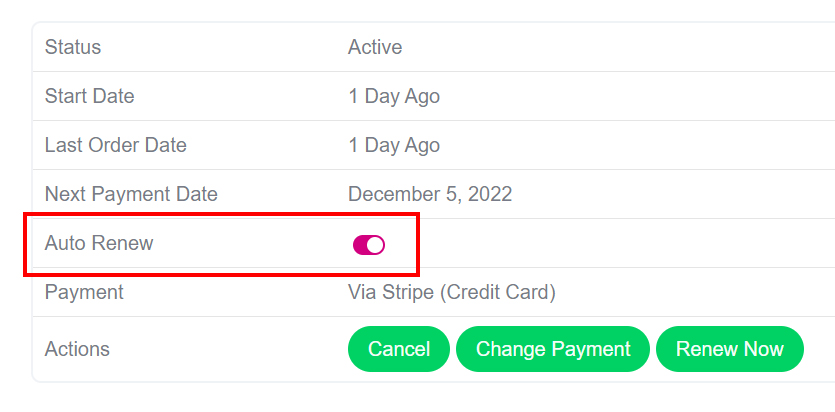 subscription auto renew payment