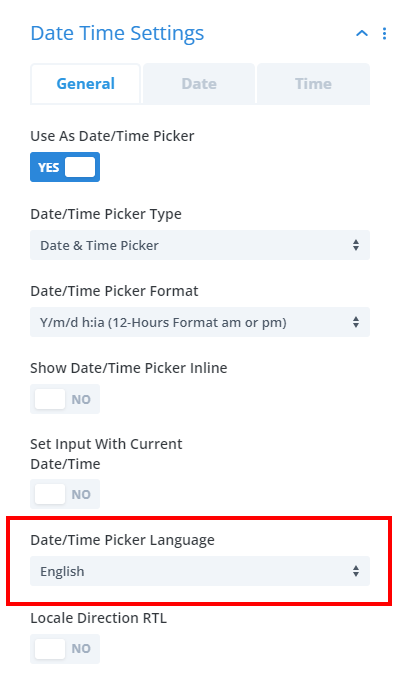 date and time picker translation support in the Divi Contact Form Helper plugin