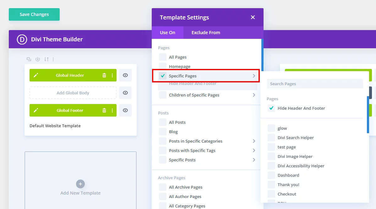 select a specific page to show or hide the header in Divi Theme Builder select a specific page to show or hide the header in Divi Theme Builder