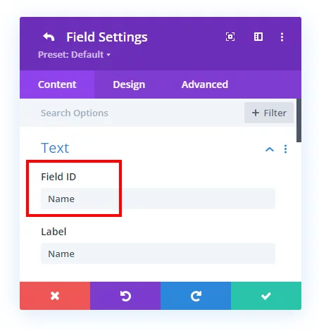 showing the field ID in the Divi Contact Form Helper plugin