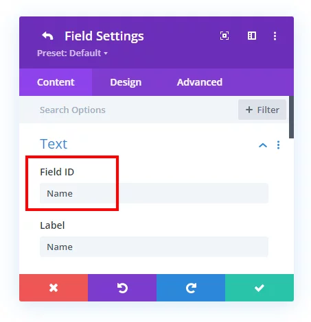 showing the field ID in the Divi Contact Form Helper plugin showing the field ID in the Divi Contact Form Helper plugin
