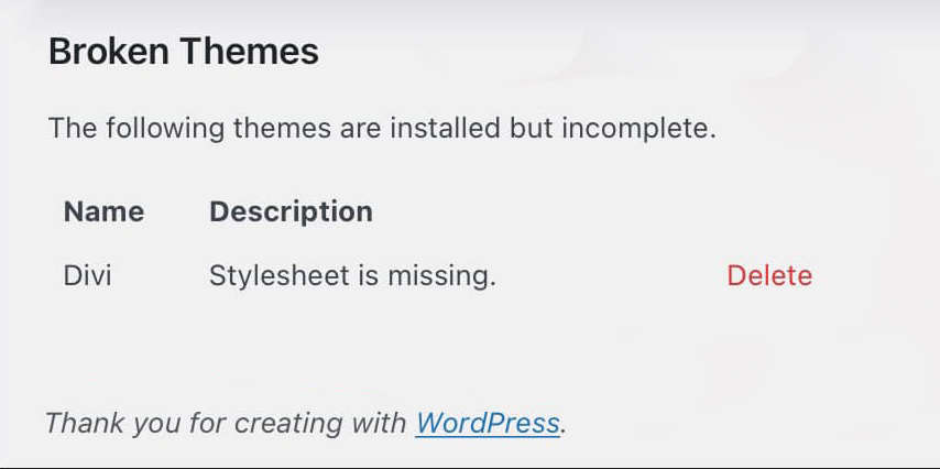 stylsheet is missing issue in Divi Theme