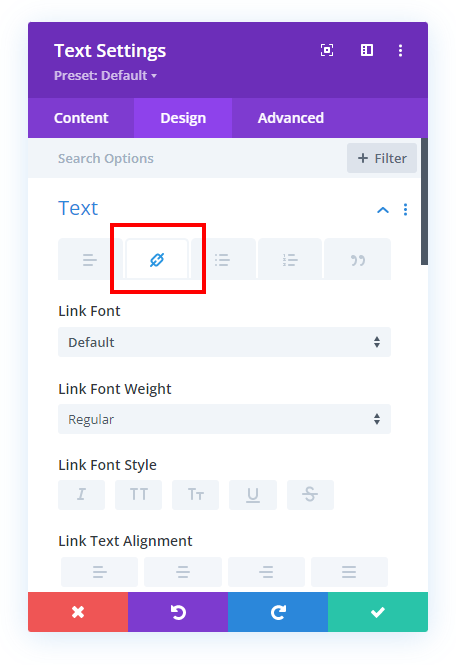using the text module design settings to style the Divi blog post category links