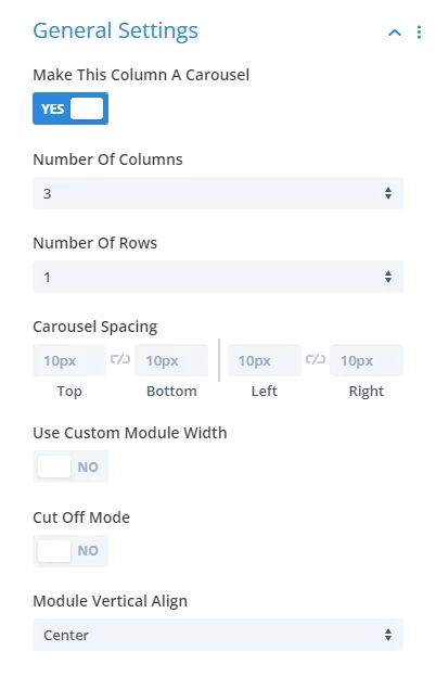 Divi Carousel Maker General Settings 2.0