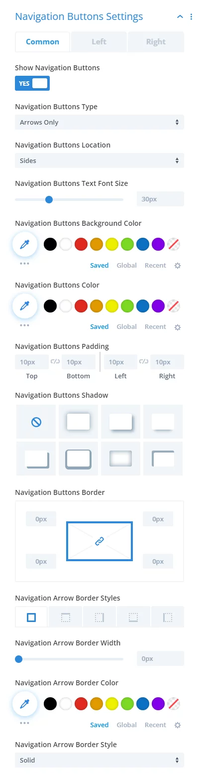 Divi Carousel Maker Navigation Buttons Settings 2.0