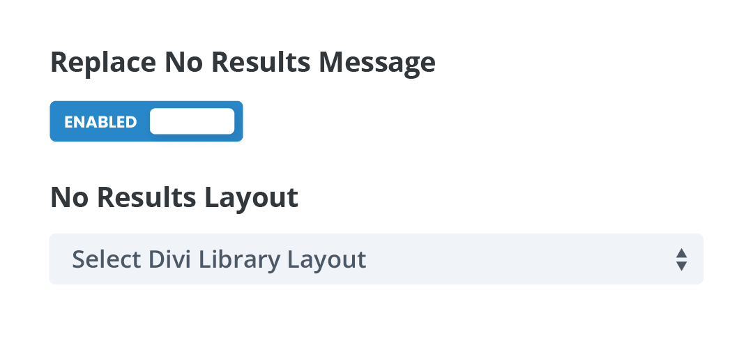 replace no results message with Divi Library layout setting in the Divi Search Helper plugin by Pee Aye Creative