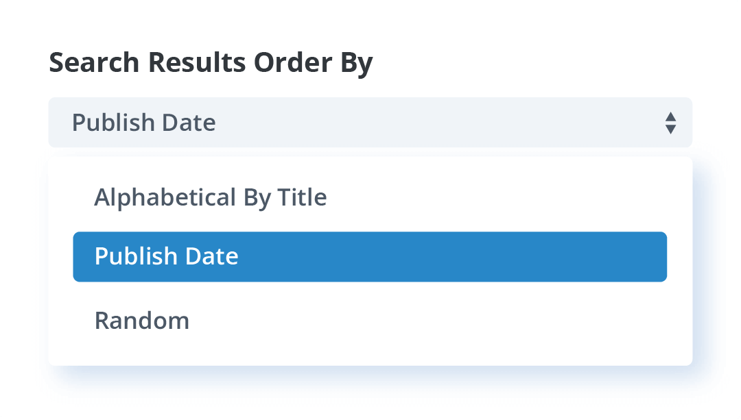 search results order by setting in the Divi Search Helper plugin by Pee Aye Creative