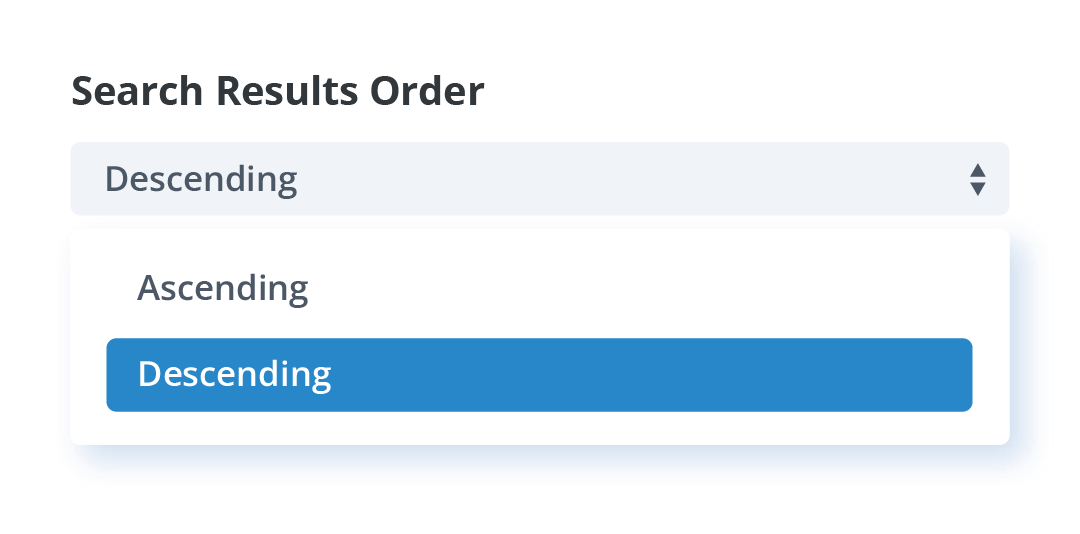 search results order setting in the Divi Search Helper plugin by Pee Aye Creative