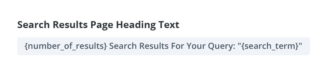 search results page heading text setting in the Divi Search Helper plugin by Pee Aye Creative