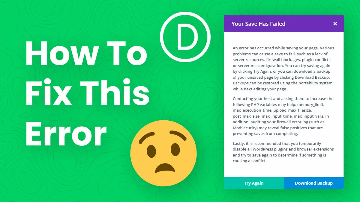 How To Fix Your Save Has Failed Error In Divi Tutorial by Pee Aye Creative