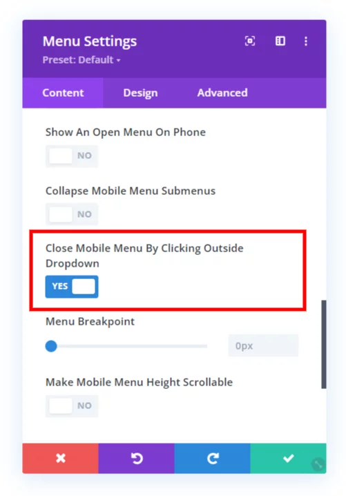 close mobile menu dropdown by clicking outside menu setting in the Divi Responsive Helper 2.3 close mobile menu dropdown by clicking outside menu setting in the Divi Responsive Helper 2.3