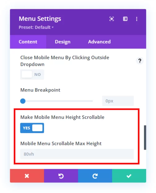 set the mobile menu scrollable height setting in the Divi Responsive Helper 2.3 set the mobile menu scrollable height setting in the Divi Responsive Helper 2.3