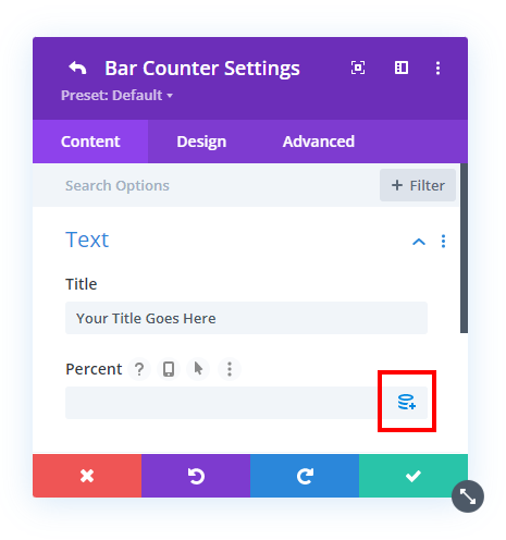 dynamic content icon in the Divi Bar Counter module with the Divi Dynamic Helper plugin