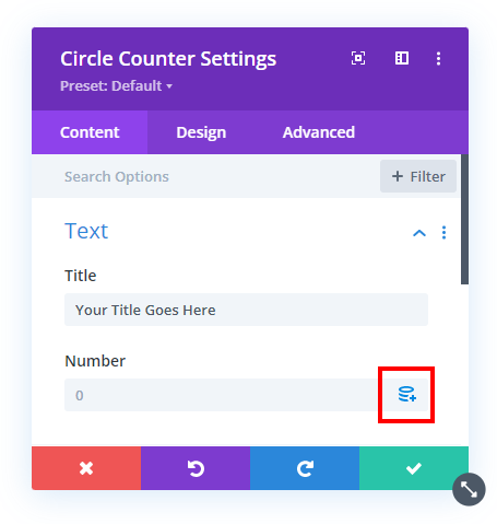 dynamic content icon in the Divi Circle Counter module with the Divi Dynamic Helper plugin