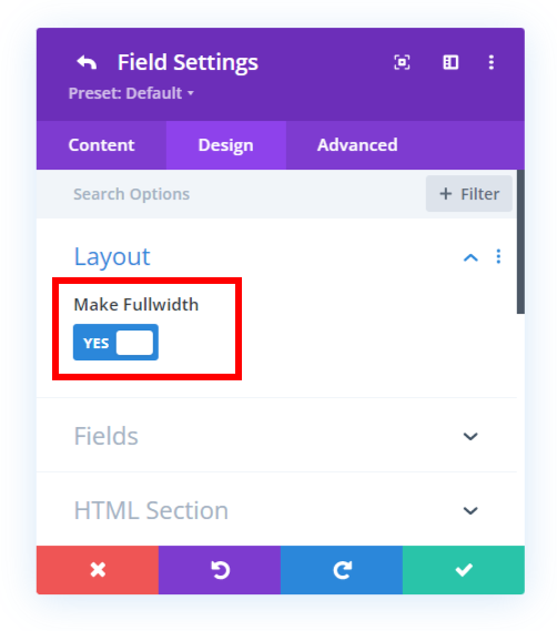 make the Divi contact form fields fullwidth for labels on left side