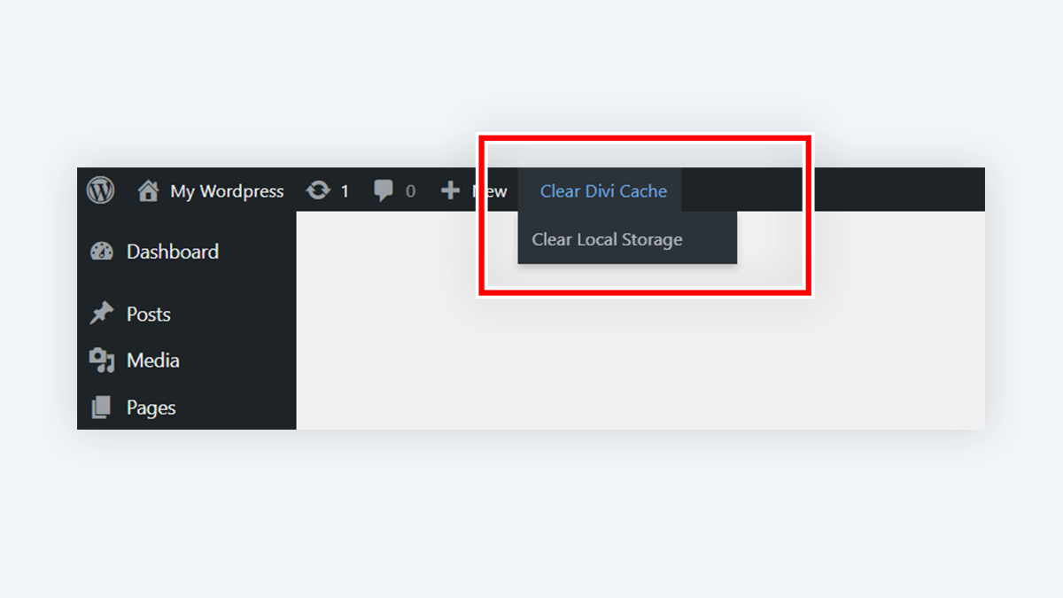 Add Button To Clear Local Storage to Admin Bar Setting In Divi Assistant Plugin