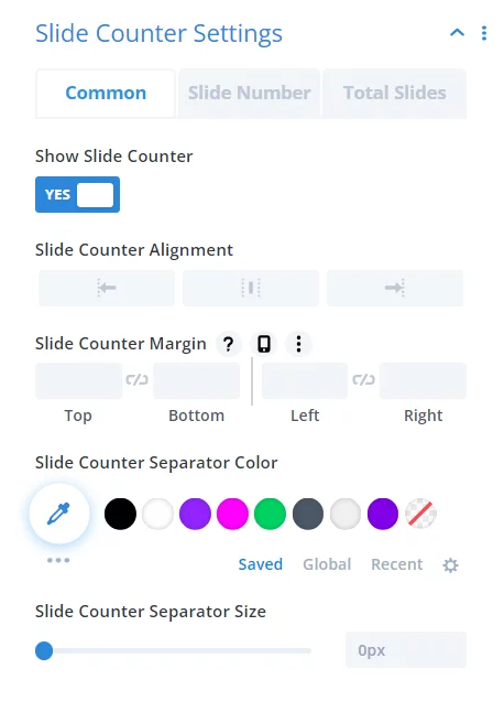 Divi Carousel Maker Slide Counter settings toggle Divi Carousel Maker Slide Counter settings toggle