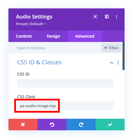 move the Divi audio image to the top