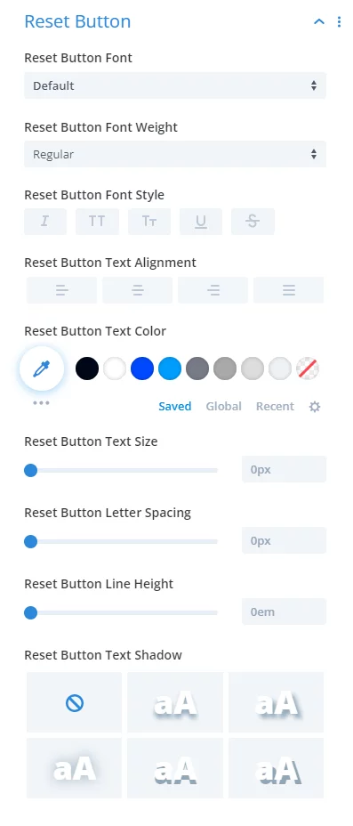 filters reset button design settings In the Divi Events Calendar Plugin by Pee Aye Creative