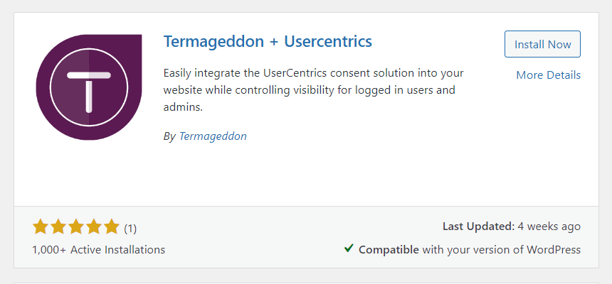 Install the Termageddon + Usercentrics WordPress plugin in Divi