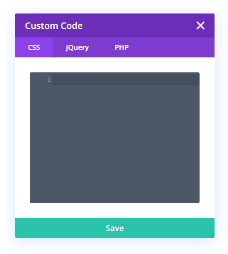 Custom CSS code window in the Code Helper in the Divi Assistant Plugin
