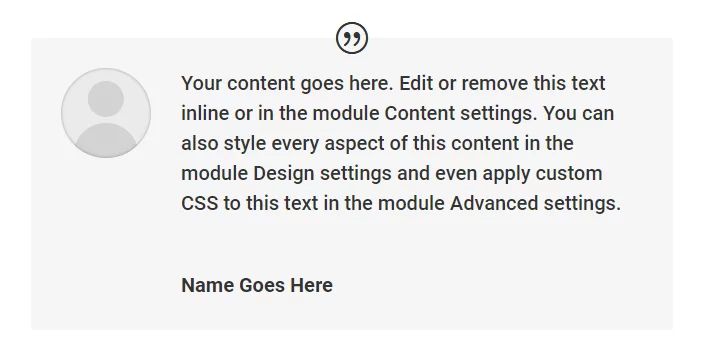 default image layout of the Divi Testimonial module