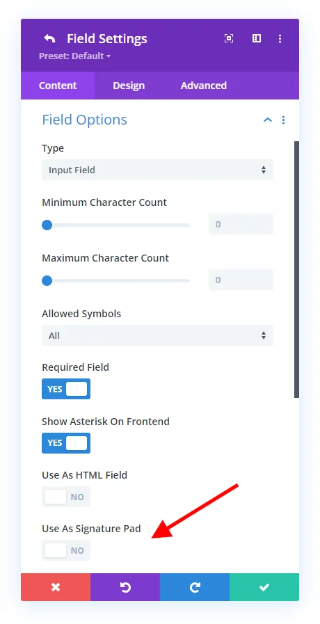 how to add a signature field to Divi Contact Form
