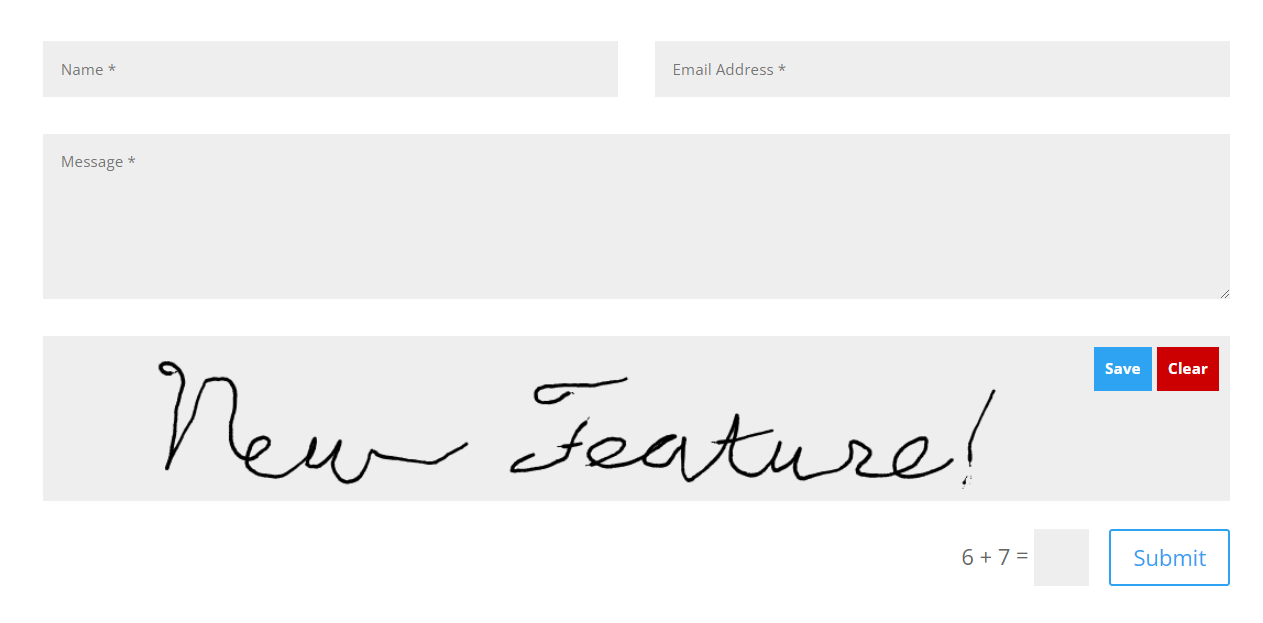 new signature pad feature in the Divi Contact Form Helper