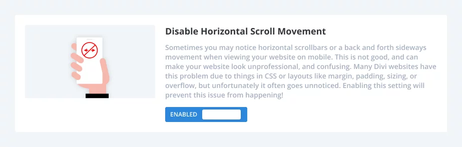 How to Disable Horizontal Scroll Movement using the Divi Assistant plugin