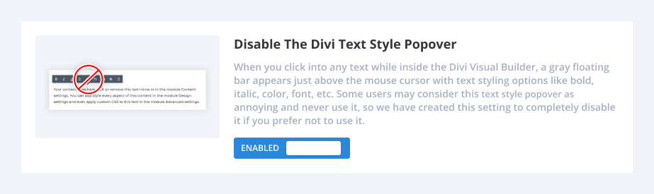 How to Disable The Divi Text Style Popover using the Divi Assistant plugin