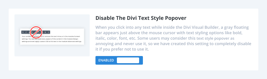 How to Disable The Divi Text Style Popover using the Divi Assistant plugin How to Disable The Divi Text Style Popover using the Divi Assistant plugin