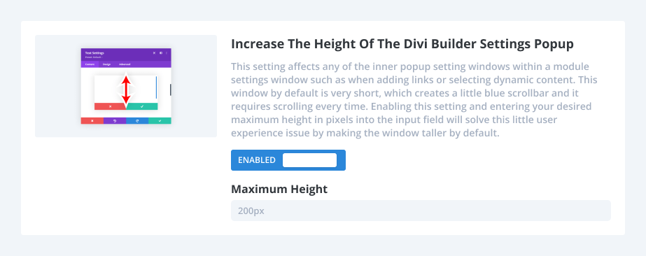 How to Increase The Height Of The Divi Builder Settings Popup using the Divi Assistant plugin