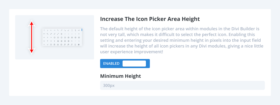 how to Increase The Icon Picker Area Height using the Divi Assistant plugin