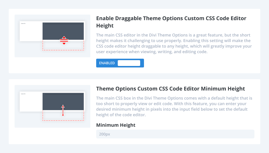 Separated The Settings For Draggable Code Editor Height And Minimum Height in the Code Helper in the Divi Assistant plugin