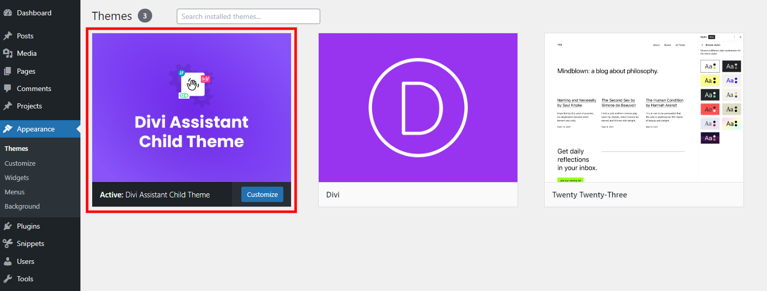 export the active Divi child theme export the active Divi child theme