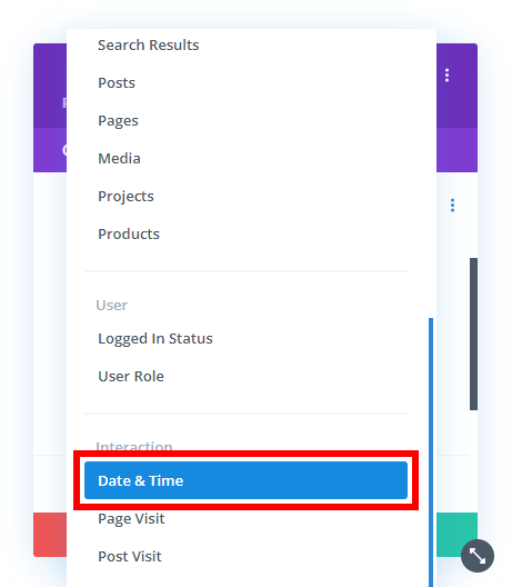 select the date and time condition to schedule slides in Divi