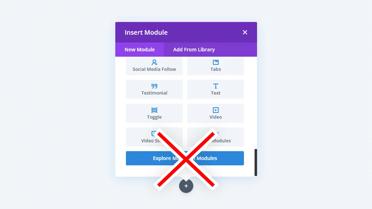 Hide Button To Explore More Divi Modules In the Add New Module Window Setting In Divi Assistant Plugin