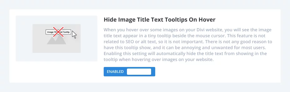 Hide Image Title Text Tooltips On Hover using the Divi Assistant plugin