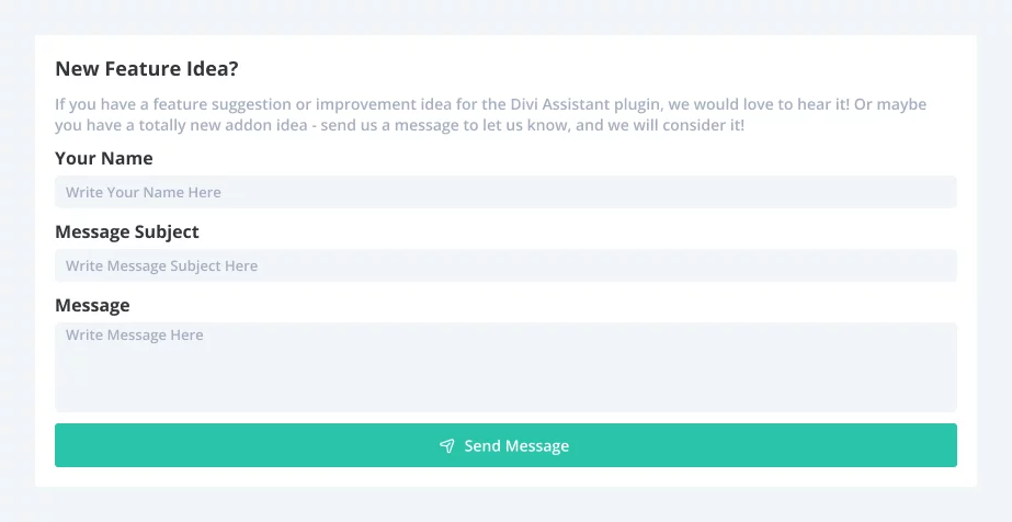 New Feature Idea Suggestion From in the Divi Assistant Plugin