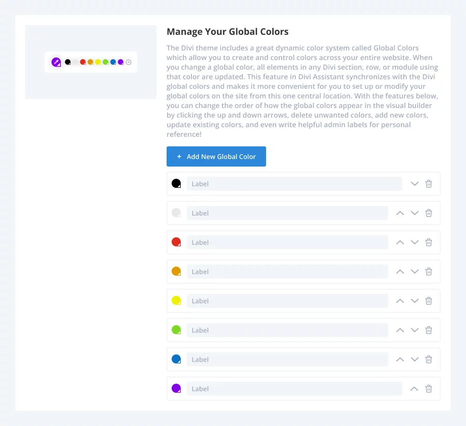 Manage Your Global Colors Settings in the Utility Helper in the Divi Assistant Plugin