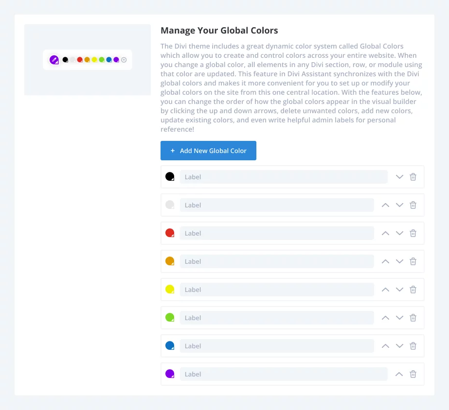 Manage Your Global Colors Settings in the Utility Helper in the Divi Assistant Plugin Manage Your Global Colors Settings in the Utility Helper in the Divi Assistant Plugin