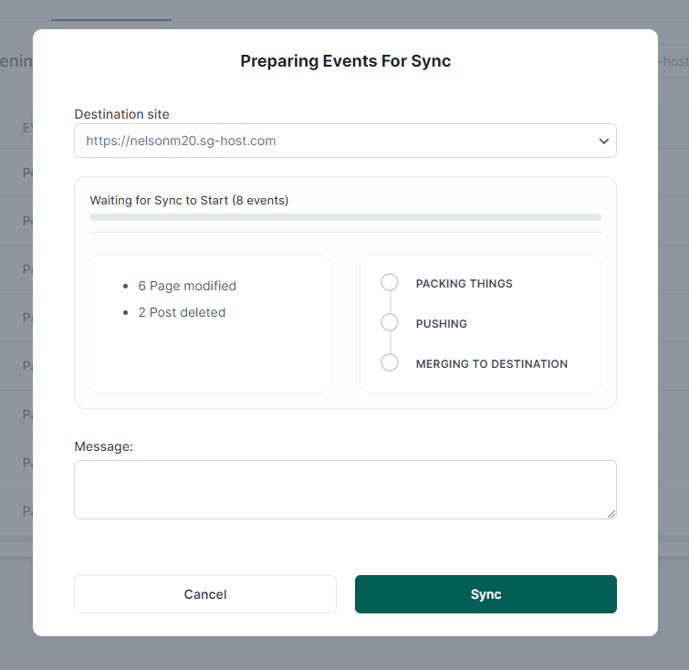 how to create a staging site for Divi preparing events for sync